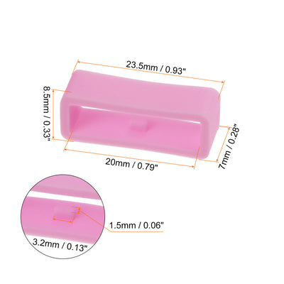 Harfington 6pcs Watch Strap Loop Fastener Rings 20mm Rubber Watch Holder Keeper Pink