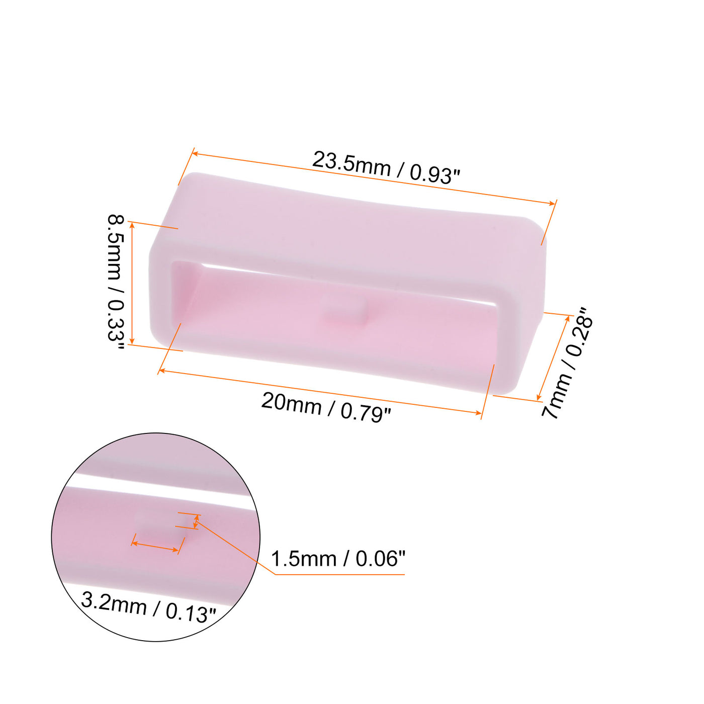 Harfington 6pcs Watch Strap Loop Fastener Rings 20mm Rubber Watch Holder Keeper Light Pink