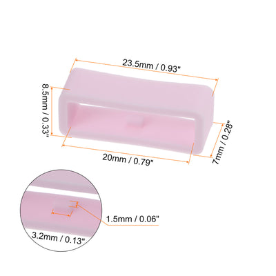 Harfington 6pcs Watch Strap Loop Fastener Rings 20mm Rubber Watch Holder Keeper Light Pink