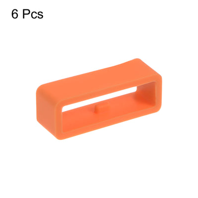 Harfington 6 Stück Uhrenarmbandschlaufe Befestigungsringe 20 mm Gummi Uhrenhalter Keeper Silikon für Uhrenarmband, Orange