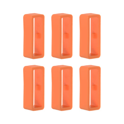 Harfington 6pcs Watch Strap Loop Fastener Rings 20mm Rubber Watch Holder Keeper Orange