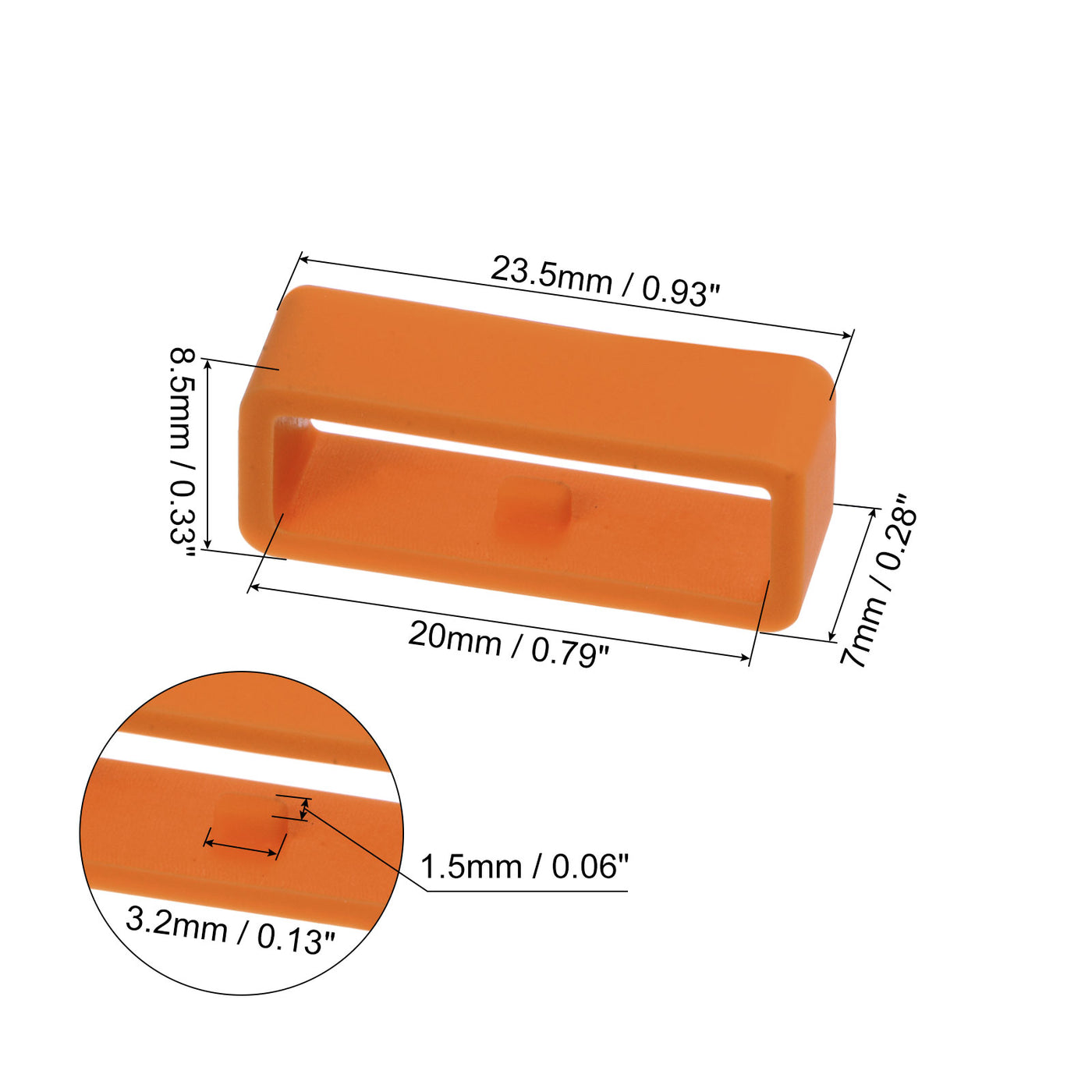 Harfington 6 Stück Uhrenarmbandschlaufe Befestigungsringe 20 mm Gummi Uhrenhalter Keeper Silikon für Uhrenarmband, Orange Rot