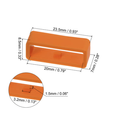 Harfington 6 Stück Uhrenarmbandschlaufe Befestigungsringe 20 mm Gummi Uhrenhalter Keeper Silikon für Uhrenarmband, Orange Rot