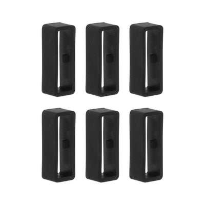 Harfington 6pcs Watch Strap Loop Fastener Rings 22mm Rubber Watch Holder Keeper Black