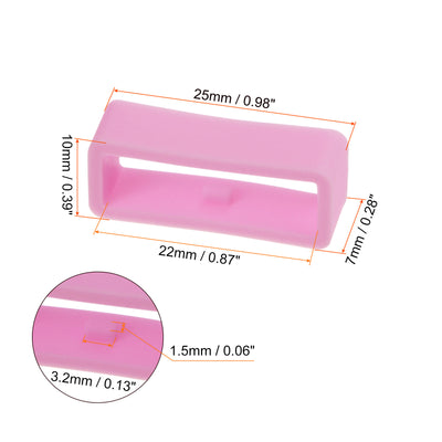 Harfington 6pcs Watch Strap Loop Fastener Rings 22mm Rubber Watch Holder Keeper Pink