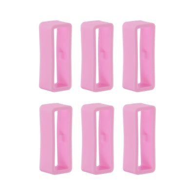 Harfington 6pcs Watch Strap Loop Fastener Rings 22mm Rubber Watch Holder Keeper Pink