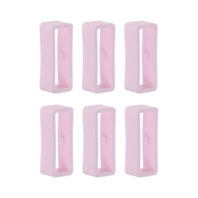 Harfington 6pcs Watch Strap Loop Fastener Rings 22mm Rubber Watch Holder Keeper Light Pink