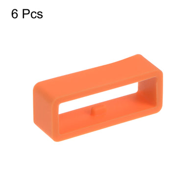 Harfington 6 Stück Uhrenarmbandschlaufe Befestigungsringe 22 mm Gummi Uhrenhalter Keeper Silikon für Uhrenarmband, Orange