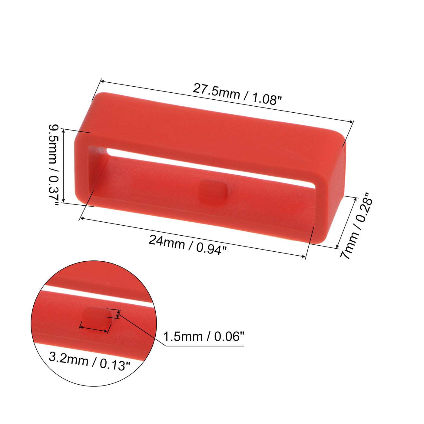 Harfington 6 Stück Uhrenarmband Schlaufen befestigungsringe 24 mm Gummi Uhren halter Silikon für Uhrenarmband, rot