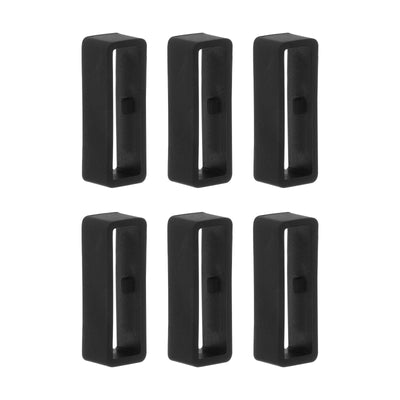 Harfington 6pcs Watch Strap Loop Fastener Rings 24mm Rubber Watch Holder Keeper Black