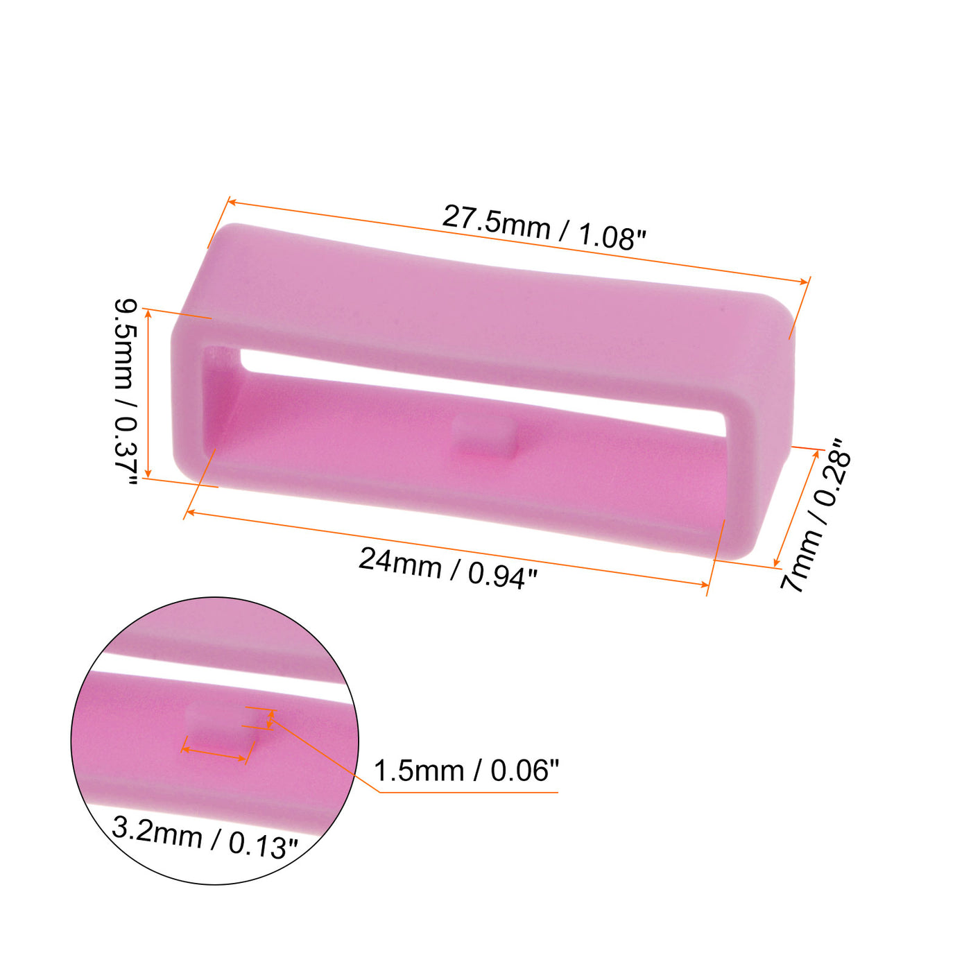 Harfington 6pcs Watch Strap Loop Fastener Rings 24mm Rubber Watch Holder Keeper Pink