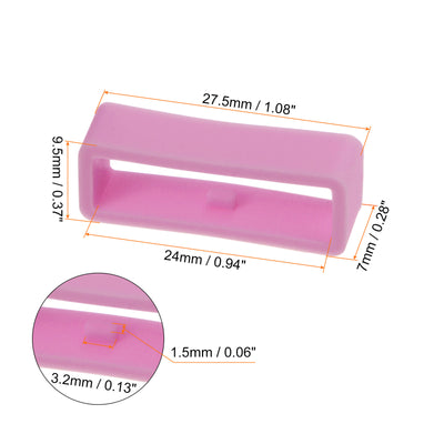 Harfington 6pcs Watch Strap Loop Fastener Rings 24mm Rubber Watch Holder Keeper Pink