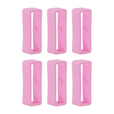 Harfington 6pcs Watch Strap Loop Fastener Rings 24mm Rubber Watch Holder Keeper Pink