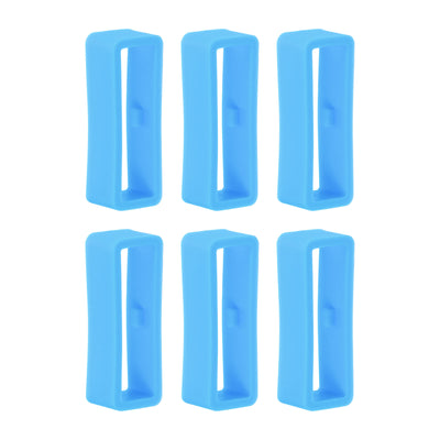 Harfington 6pcs Watch Strap Loop Fastener Rings 24mm Rubber Watch Holder Keeper Light Blue