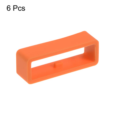 Harfington 6 Stück Uhrenarmbandschlaufe Befestigungsringe 24 mm Gummi Uhrenhalter Keeper Silikon für Uhrenarmband, Orange