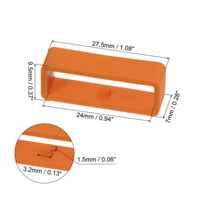 Harfington 6pcs Watch Strap Loop Fastener Rings 24mm Rubber Watch Holder Keeper Orange Red