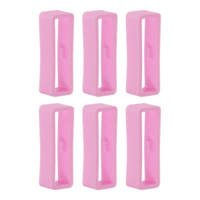 Harfington 6pcs Watch Strap Loop Fastener Rings 26mm Rubber Watch Holder Keeper Pink