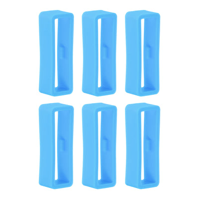 Harfington 6pcs Watch Strap Loop Fastener Rings 26mm Rubber Watch Holder Keeper Light Blue