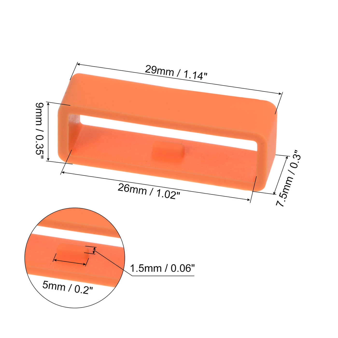 Harfington 6Stk. Uhrenarmband 26mm Uhrenhalterhalter Gummi für Uhrenarmband Schlaufenbefestigungsringe Orange Silikon