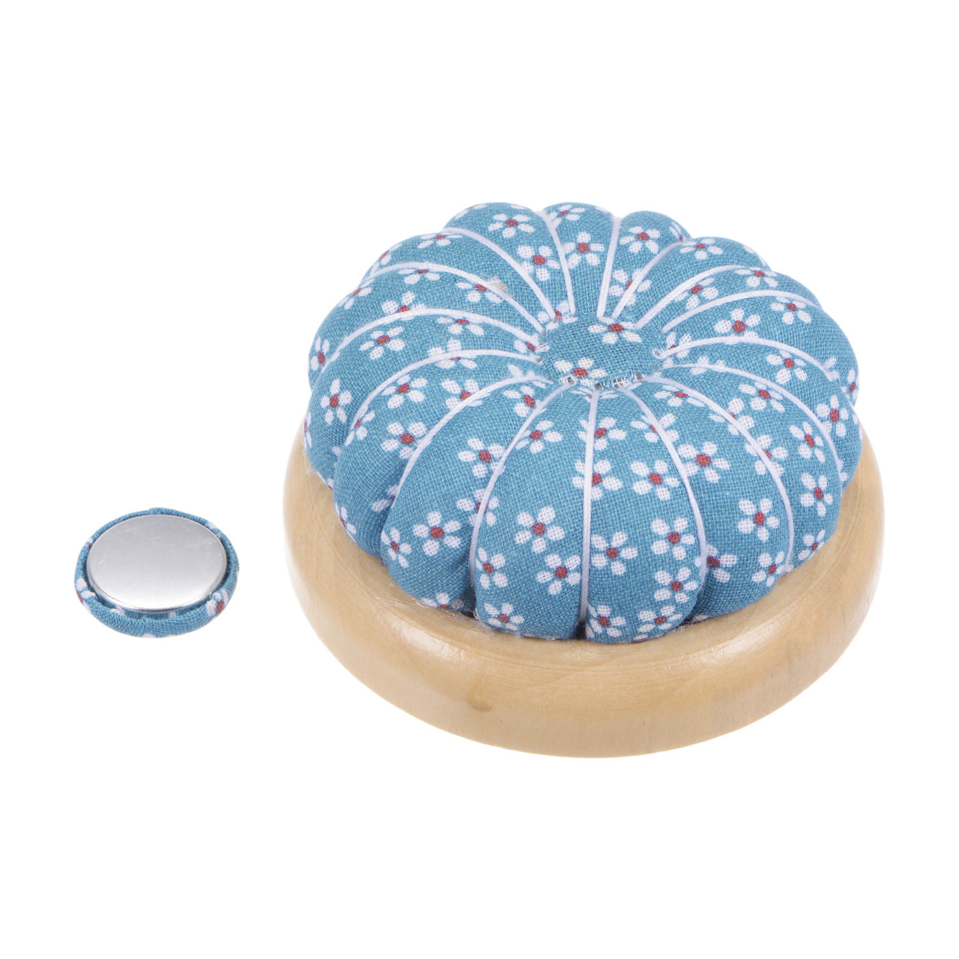 Harfington Magnetic Pin Cushions Wooden Base Sewing Needle Holder, Blue White Red