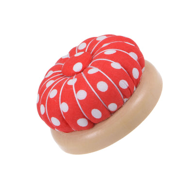 Harfington Magnetic Pin Cushions Wooden Base Sewing Needle Holder, Red, White