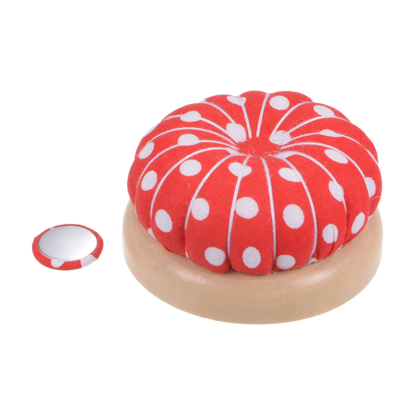 Harfington Magnetic Pin Cushions Wooden Base Sewing Needle Holder, Red, White