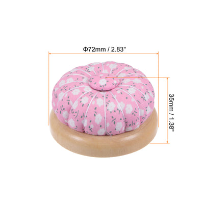 Harfington Magnetic Pin Cushions Wooden Base Sewing Needle Holder, Pink White Green