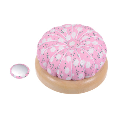 Harfington Magnetic Pin Cushions Wooden Base Sewing Needle Holder, Pink White Green