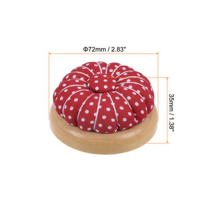 Harfington Magnetic Pin Cushions Wooden Base Sewing Needle Holder, Red White