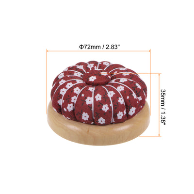 Harfington Magnetic Pin Cushions Wooden Base Sewing Needle Holder, Red White Black