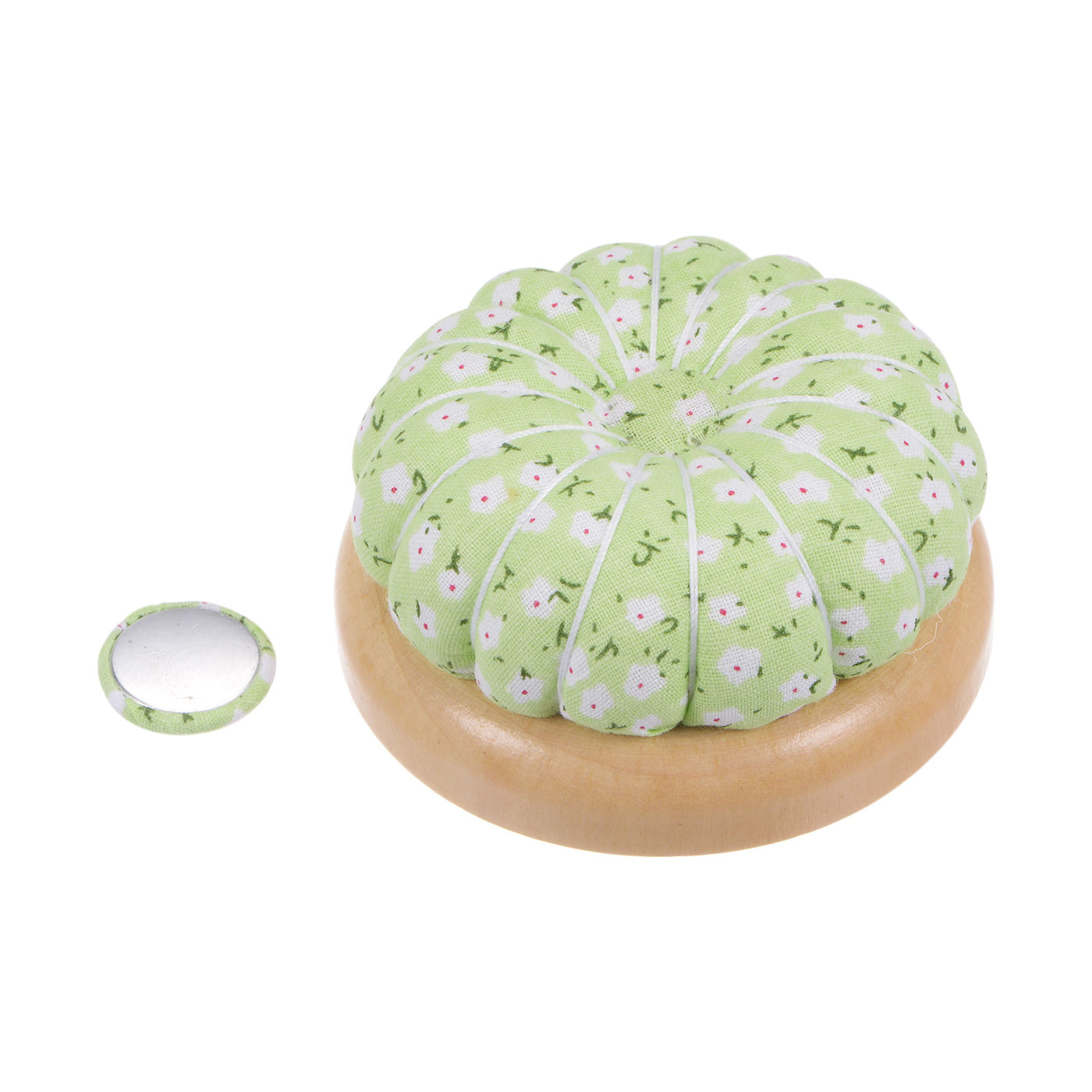 Harfington Magnetic Pin Cushions Wooden Base Sewing Needle Holder, Green White Red