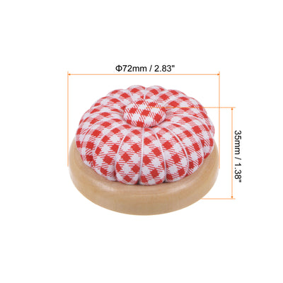 Harfington Magnetic Pin Cushions Wooden Base Sewing Needle Holder, Red and White