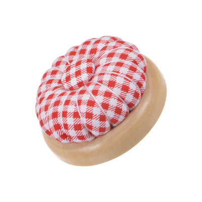 Harfington Magnetic Pin Cushions Wooden Base Sewing Needle Holder, Red and White