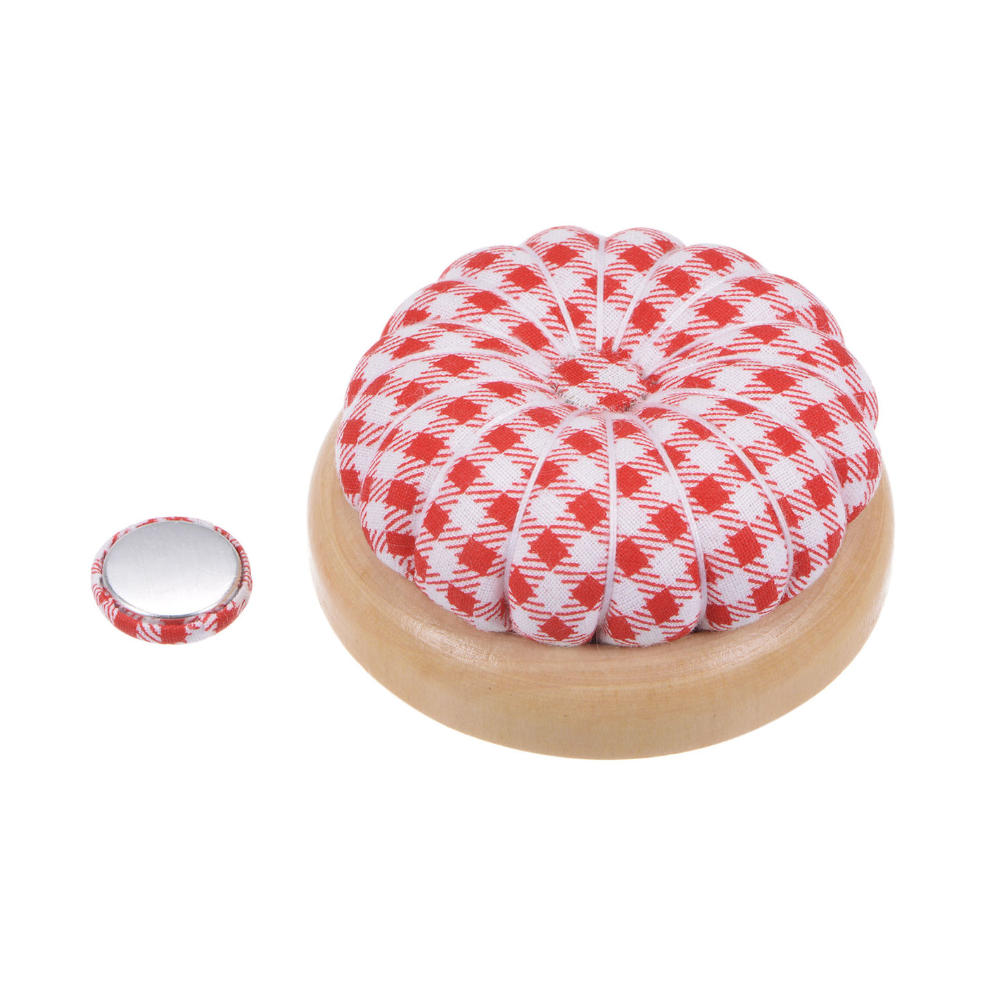 Harfington Magnetic Pin Cushions Wooden Base Sewing Needle Holder, Red and White