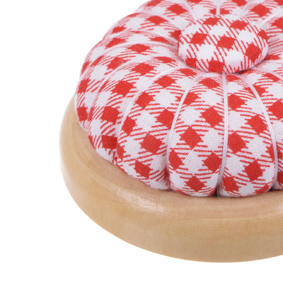 Harfington Magnetic Pin Cushions Wooden Base Sewing Needle Holder, Red and White