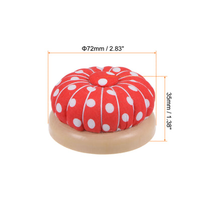 Harfington 2pcs Magnetic Pin Cushions Wooden Base Sewing Needle Holder, Red, White