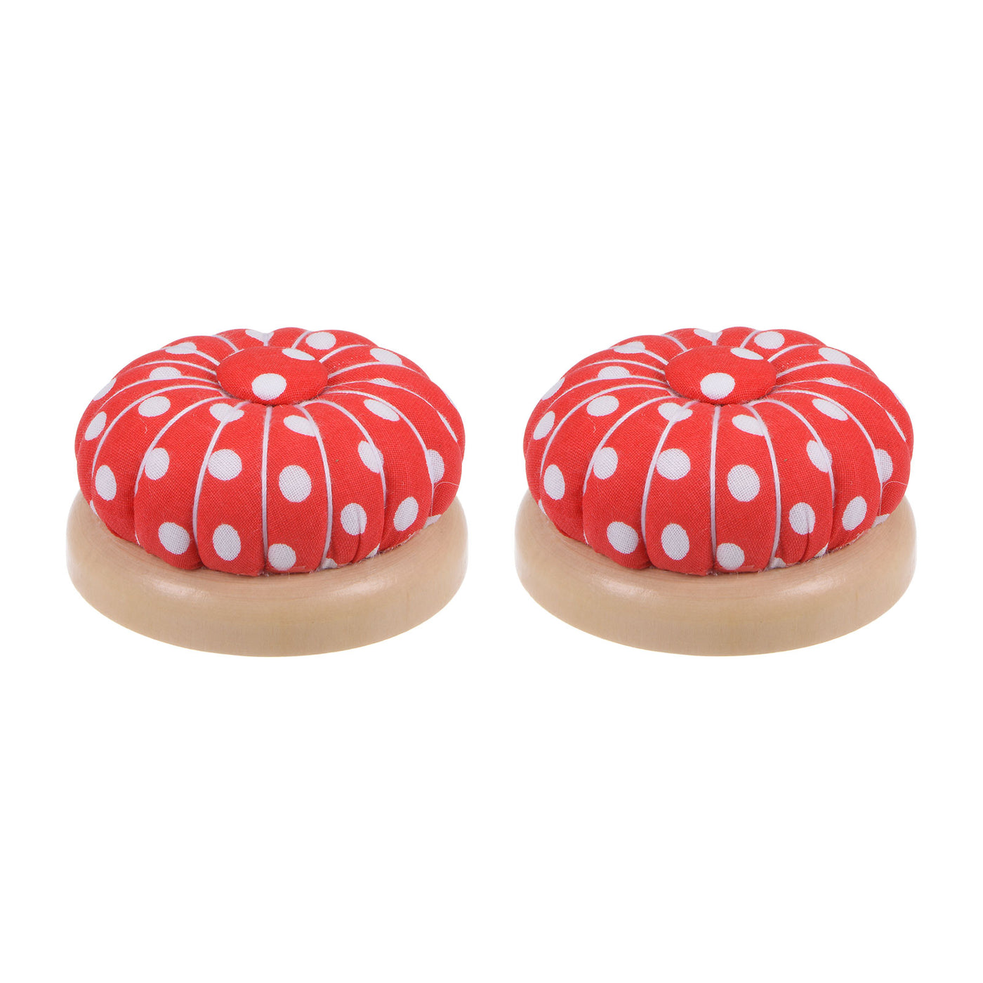 Harfington 2pcs Magnetic Pin Cushions Wooden Base Sewing Needle Holder, Red, White