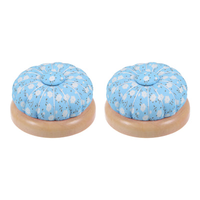 Harfington 2pcs Magnetic Pin Cushions Wooden Base Sewing Needle Holder, Blue White Green