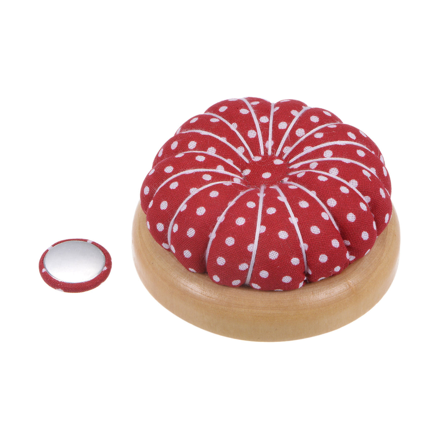 Harfington 2pcs Magnetic Pin Cushions Wooden Base Sewing Needle Holder, Red White