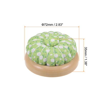 Harfington 2pcs Magnetic Pin Cushions Wooden Base Sewing Needle Holder, Light Green White