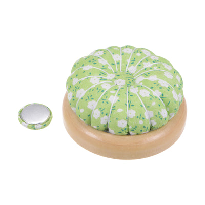 Harfington 2pcs Magnetic Pin Cushions Wooden Base Sewing Needle Holder, Light Green White