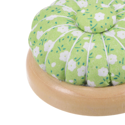 Harfington 2pcs Magnetic Pin Cushions Wooden Base Sewing Needle Holder, Light Green White