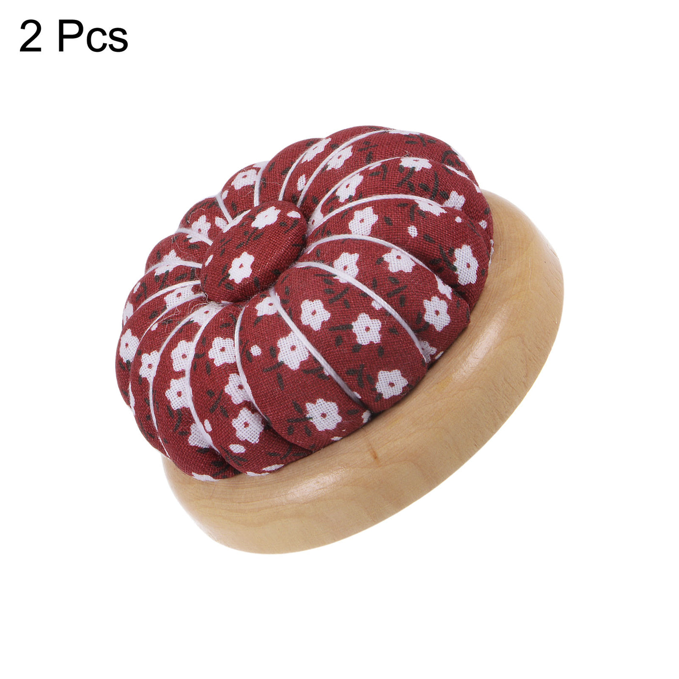 Harfington 2pcs Magnetic Pin Cushions Wooden Base Sewing Needle Holder, Red White Black