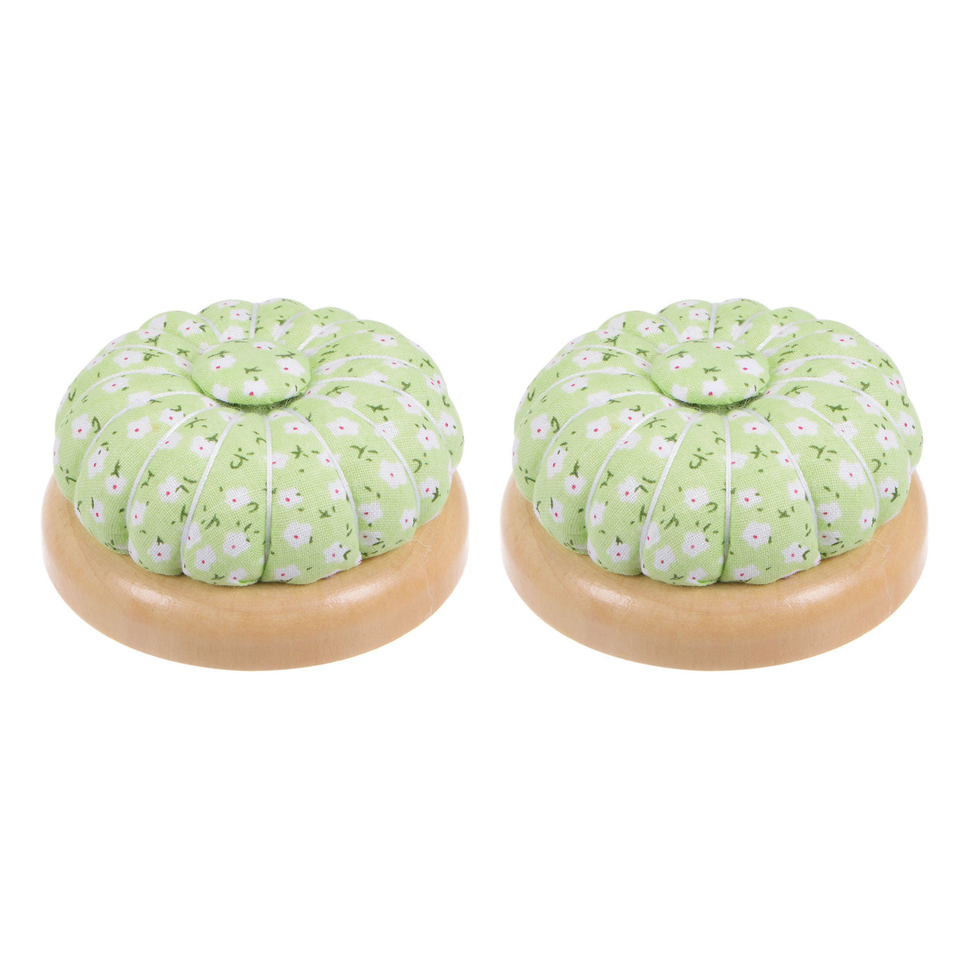 Harfington 2pcs Magnetic Pin Cushions Wooden Base Sewing Needle Holder, Green White Red