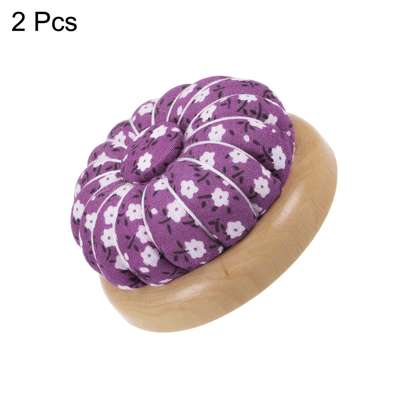 Harfington 2pcs Magnetic Pin Cushions Wooden Base Sewing Needle Holder, Purple White Black