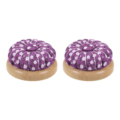 Harfington 2pcs Magnetic Pin Cushions Wooden Base Sewing Needle Holder, Purple White Black