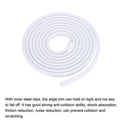 Harfington Uxcell Edge Trim U Shape Rubber Fits 1-2.5mm Edge 8.2Ft/2.5Meter Edge Guard White