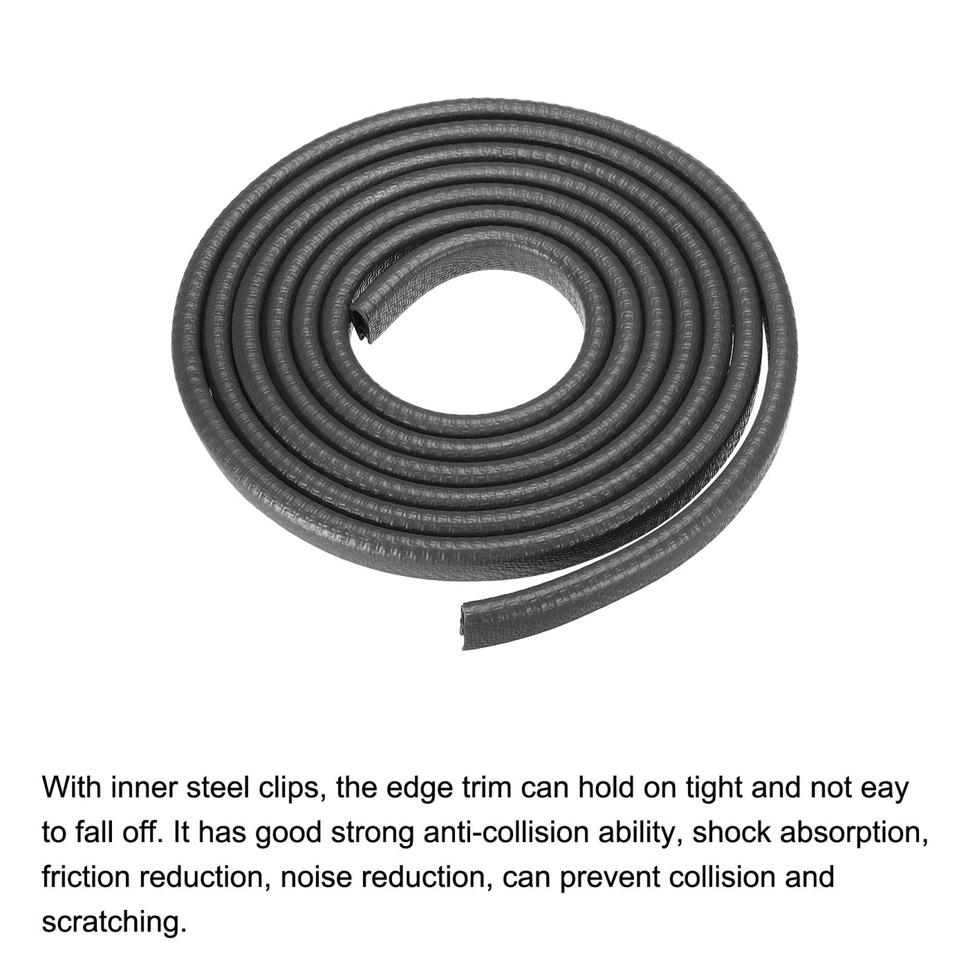 uxcell Uxcell Edge Trim U Shape Rubber Fits 2-3.5mm Edge 8.2Ft/2.5Meter Edge Guards Black