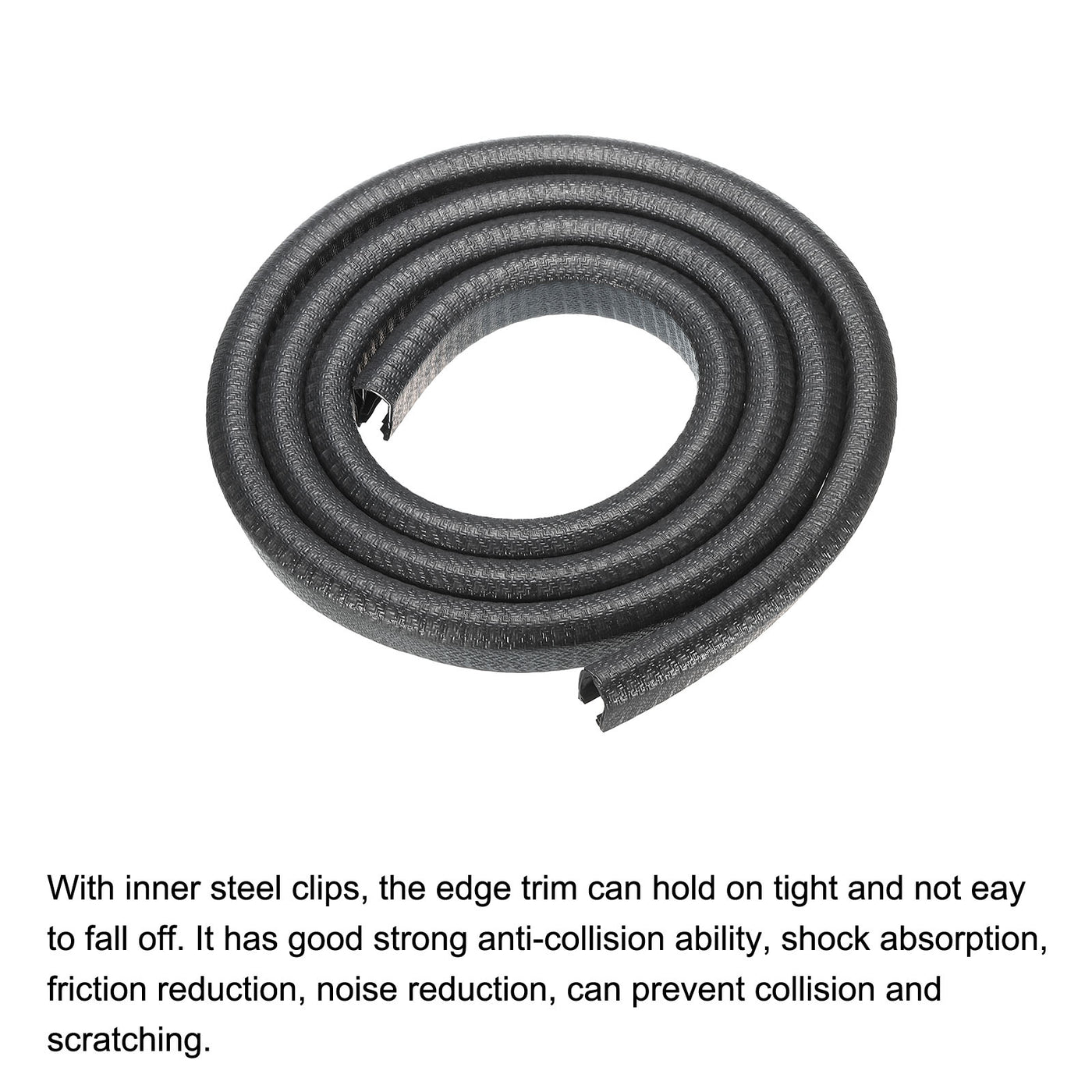 uxcell Uxcell Edge Trim U Shape Rubber Fits 10-14mm Edge 6.56Ft/2Meter Edge Guards Black