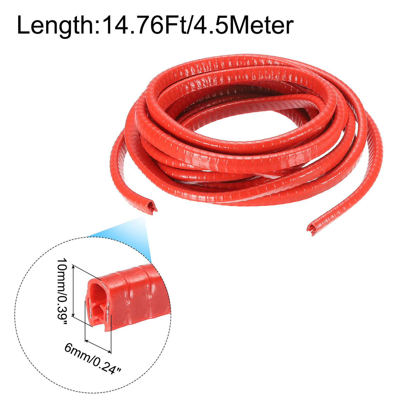 uxcell Uxcell Edge Trim U Shape Rubber Fits 1-2.5mm Edge 14.76Ft/4.5Meter Edge Guards Red